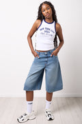 Indigo Denim Longline Shorts