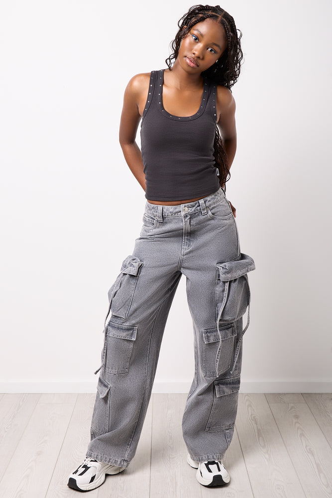 Charcoal Grey Utility Cargo Pants