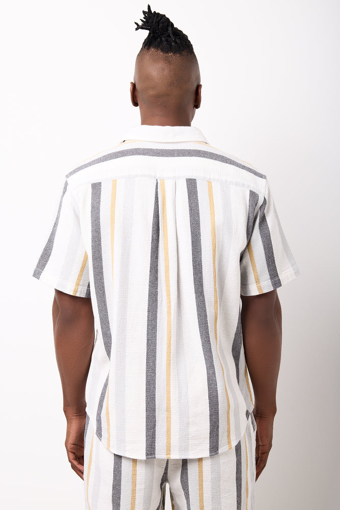 Natural Striped Textured Short-Sleeve Shirt (2)