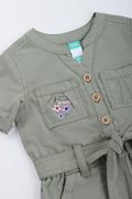 Khaki Linen Look Baby Romper (1)