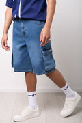 Mid Blue Denim Cargo Shorts (1)