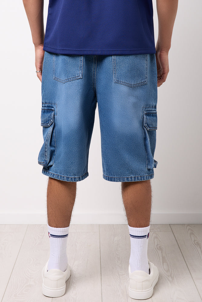 Mid Blue Denim Cargo Shorts (2)
