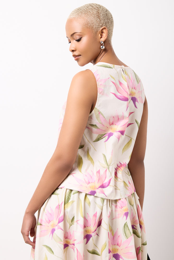 Floral Sleeveless Cotton Shell Top (2)