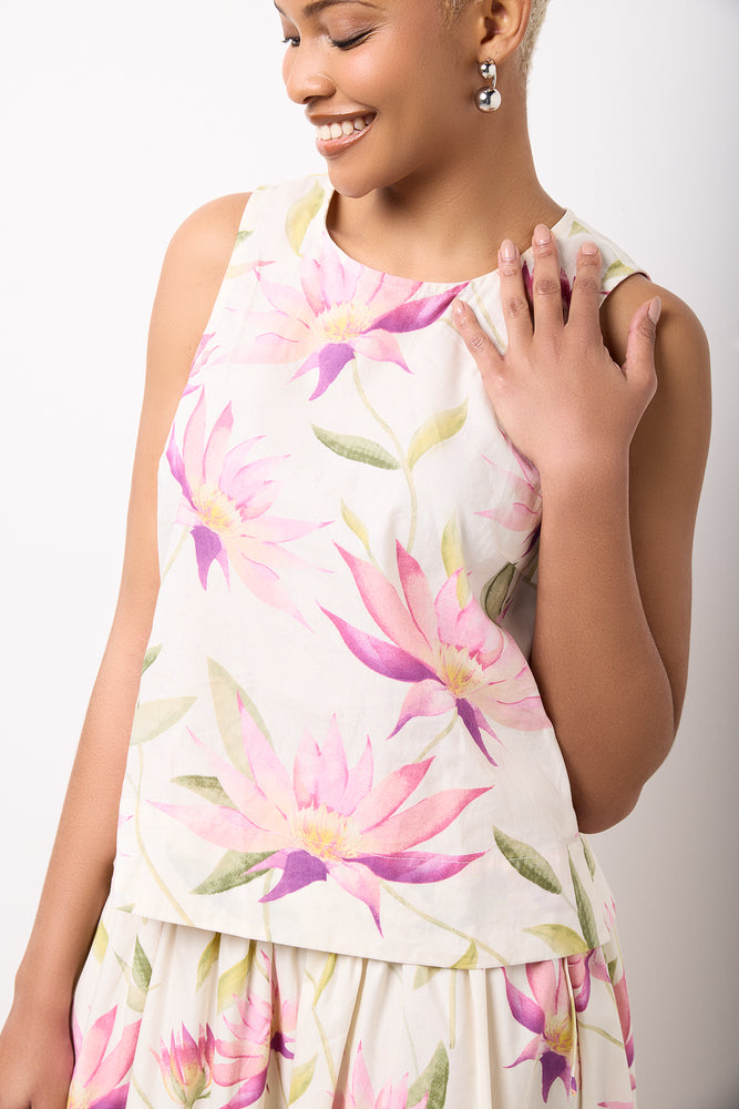 Floral Sleeveless Cotton Shell Top (3)