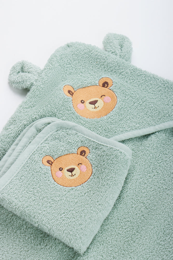 Green Bear Hooded Baby Towel (1)