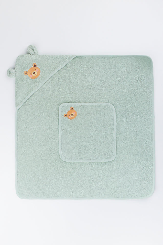 Green Bear Hooded Baby Towel (2)