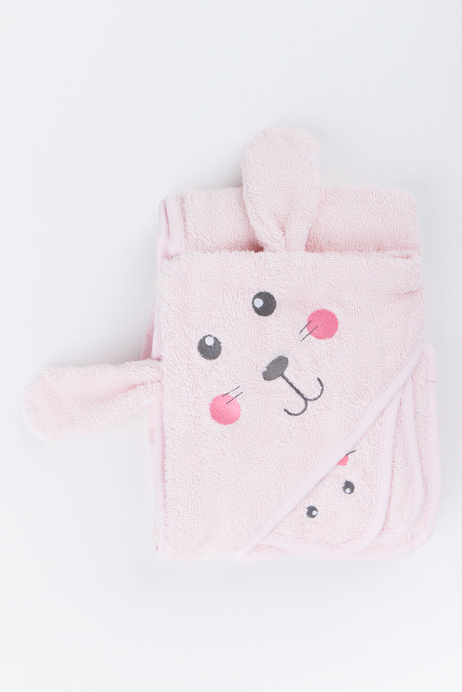 Pink Bunny Hooded Bath Towel