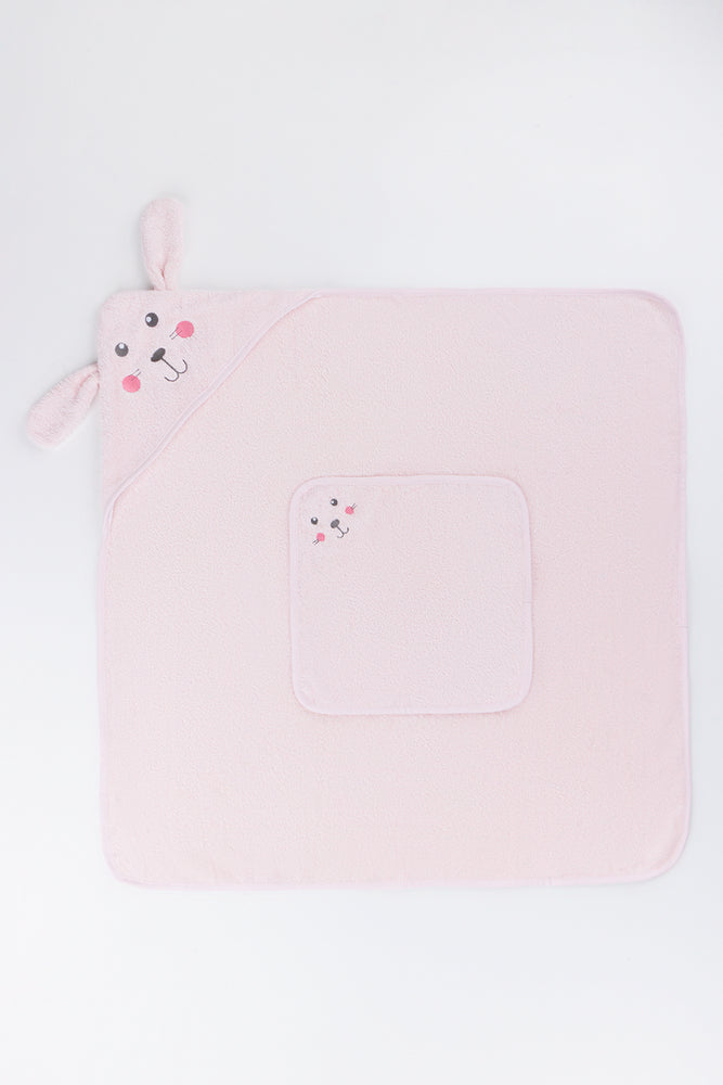 Pink Bunny Hooded Bath Towel (2)