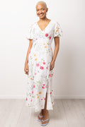 Floral Puff Sleeve Midi Dress