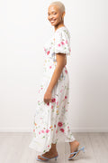 Floral Puff Sleeve Midi Dress (1)