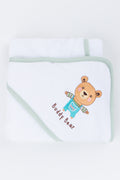 White Buddy Bear Hooded Towel