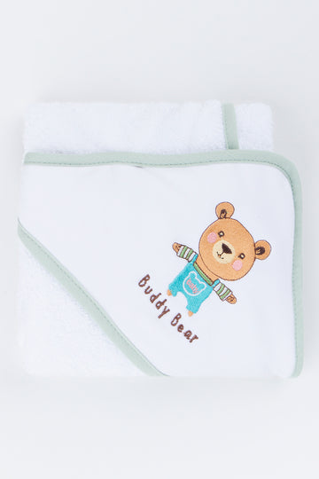 White Buddy Bear Hooded Towel
