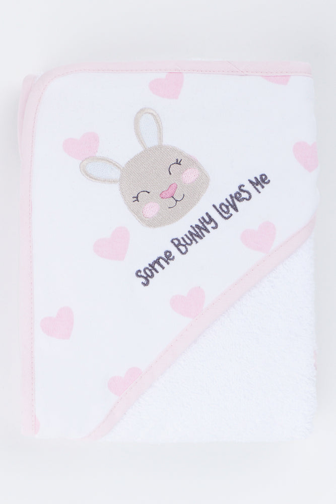 Pink Heart Bunny Hooded Towel
