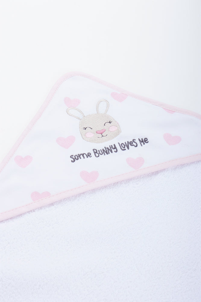 Pink Heart Bunny Hooded Towel (1)