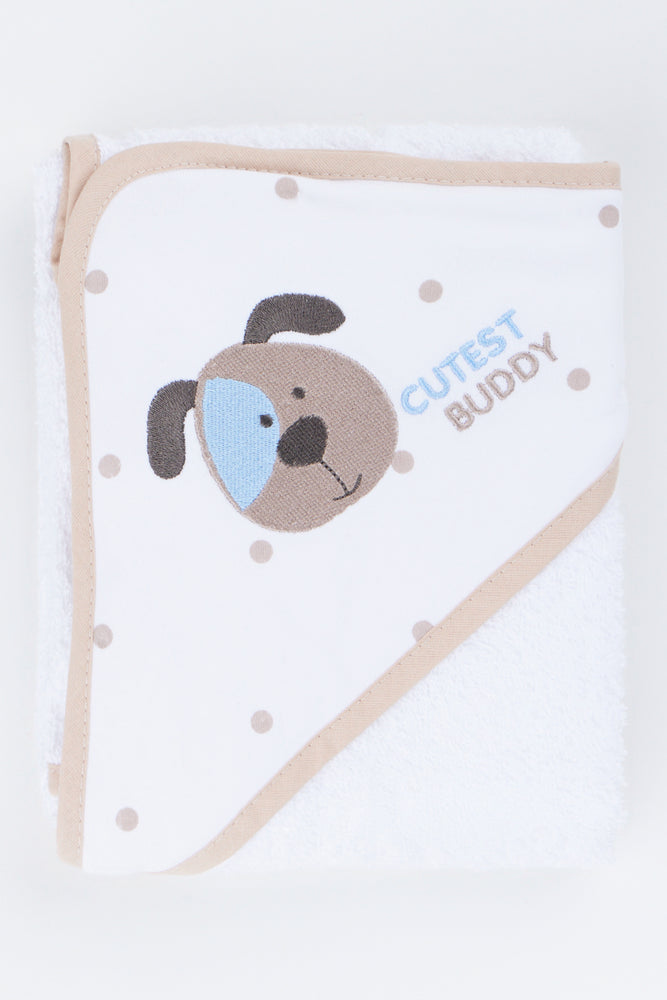 Stone Puppy Print Hooded Baby Towel
