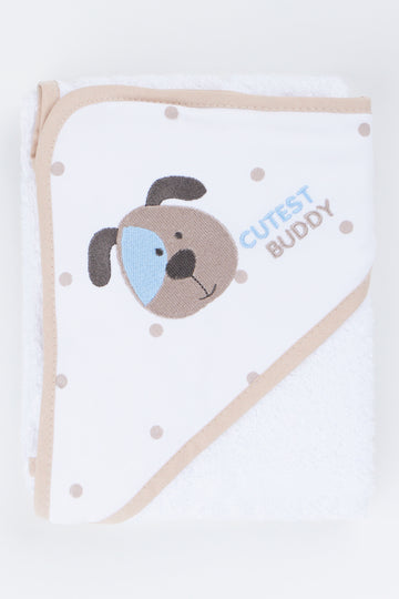 Stone Puppy Print Hooded Baby Towel