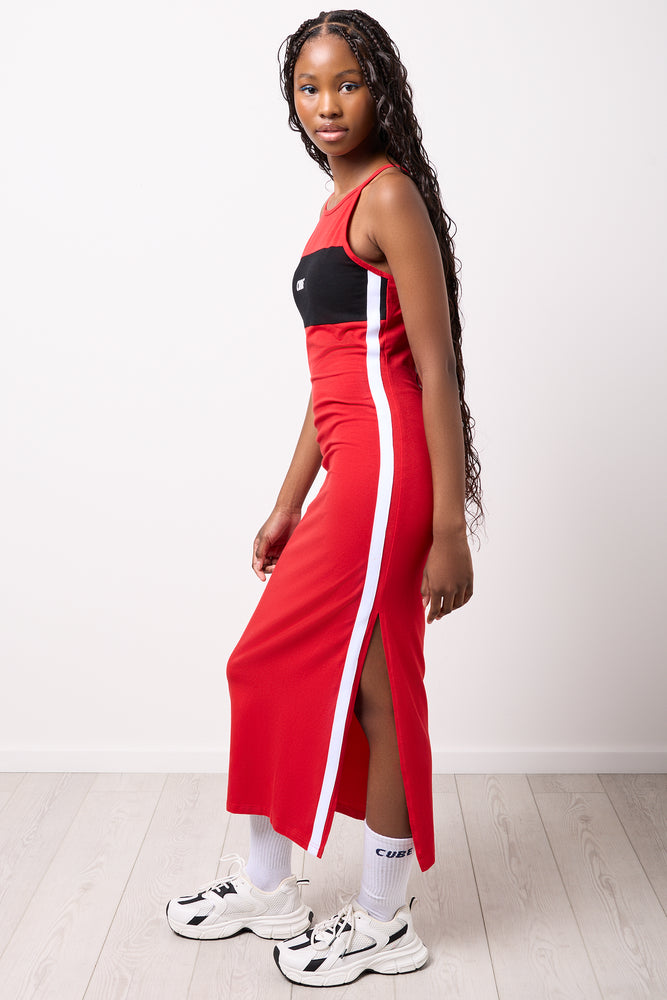 Red Colourblocked Strappy Bodycon Dress (1)