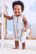 Cream Stripe Button Romper