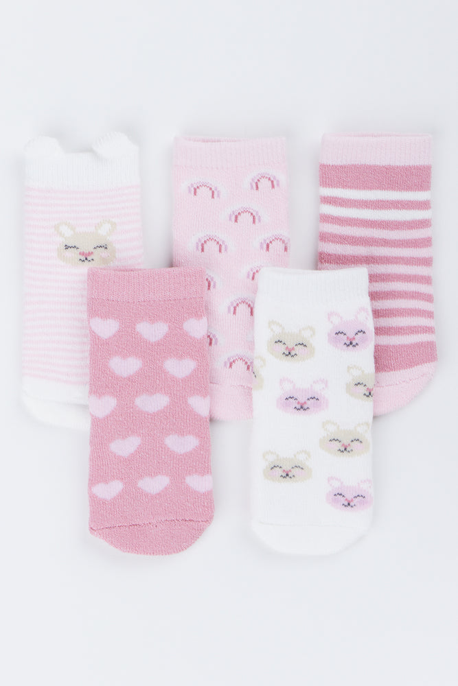 Pink 5 Pack Bunny Socks