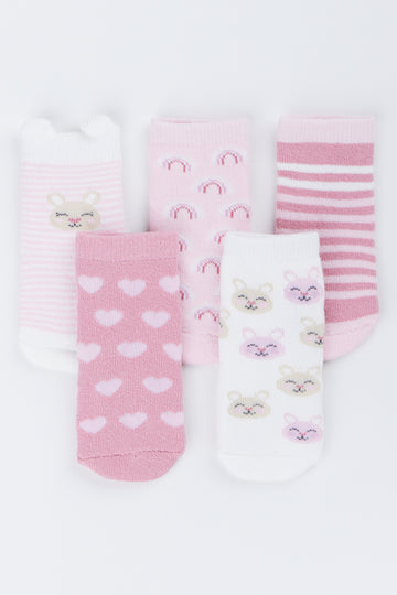 Pink 5 Pack Bunny Socks