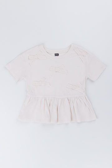 Girls Bow Detail Peplum Top