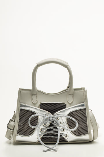 Silver Mesh Crossbody Handbag