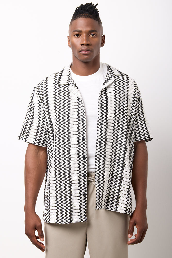 Monochrome Textured Short Sleeve Shirt
