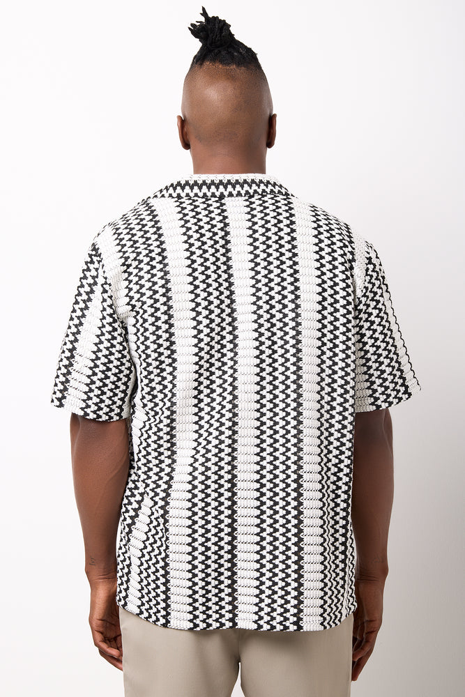 Monochrome Textured Short Sleeve Shirt (2)