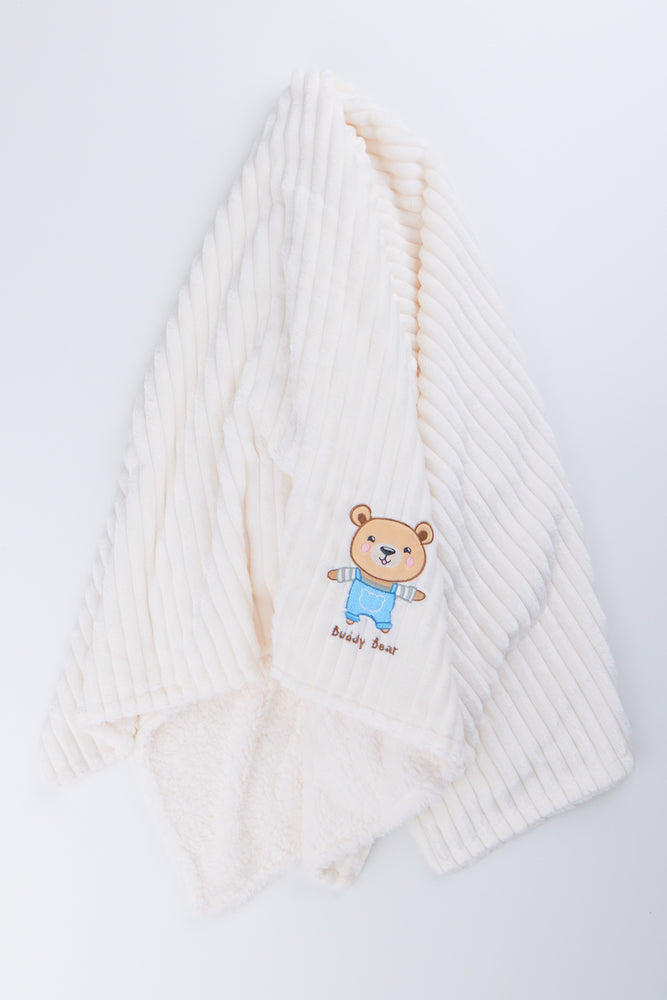 White Ribbed Buddy Bear Blanket (2)