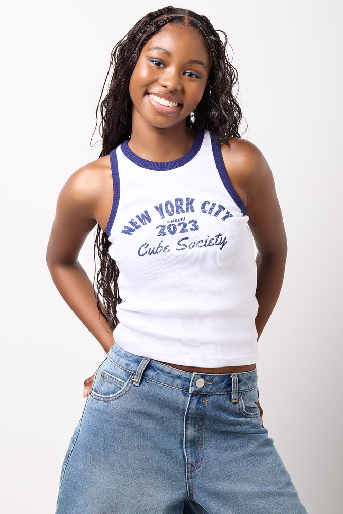 White Graphic Vest