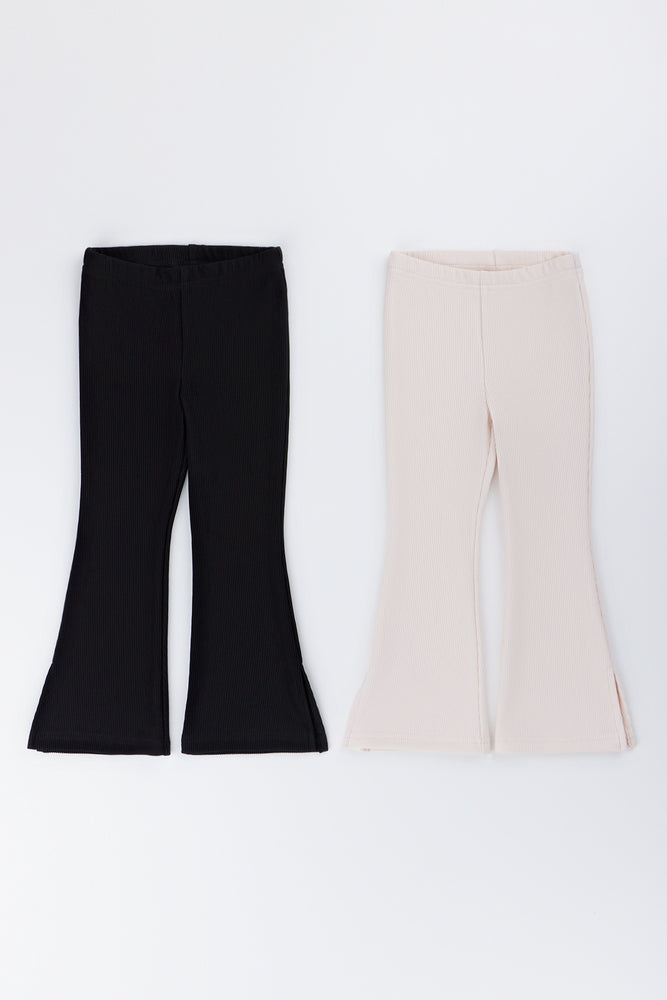 2 Pack Taupe Black Flare Leggings