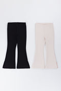 2 Pack Taupe Black Flare Leggings