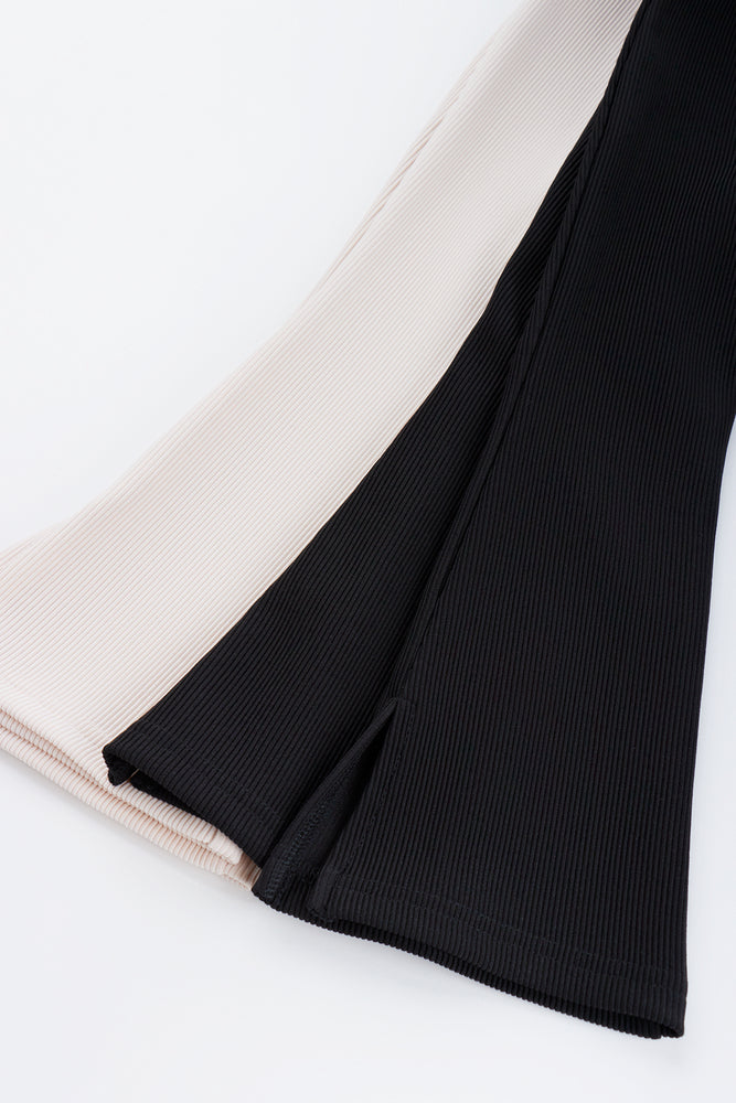 2 Pack Taupe Black Flare Leggings (1)