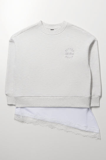 Grey Lace Detail Sweatshirt