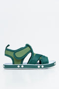 Green Palm Print Open Toe Sandals (1)