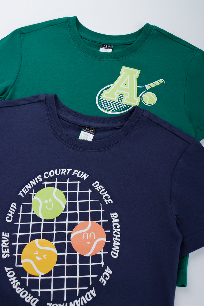 Graphic Tennis Print T-Shirt 2-Pack (1)
