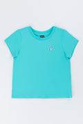 Turquoise Rainbow Embroidered T-Shirt