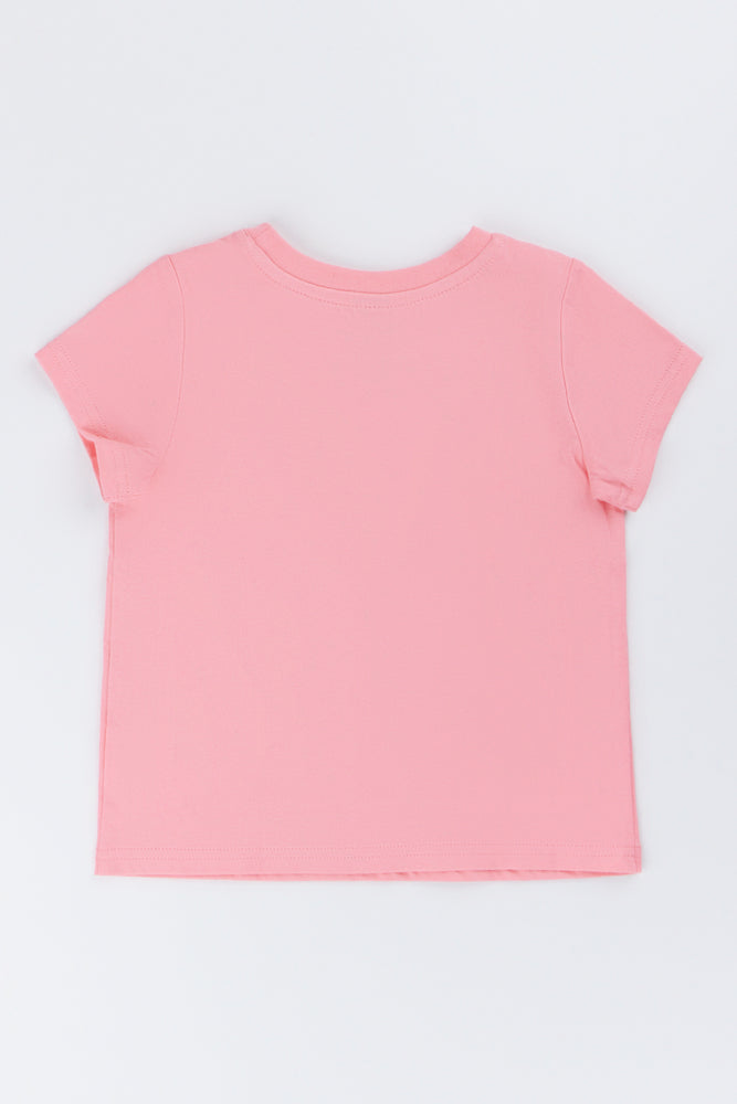 Coral Flamingo Embroidered T-Shirt (2)