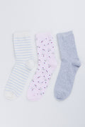 3 Pack Floral Crew Socks