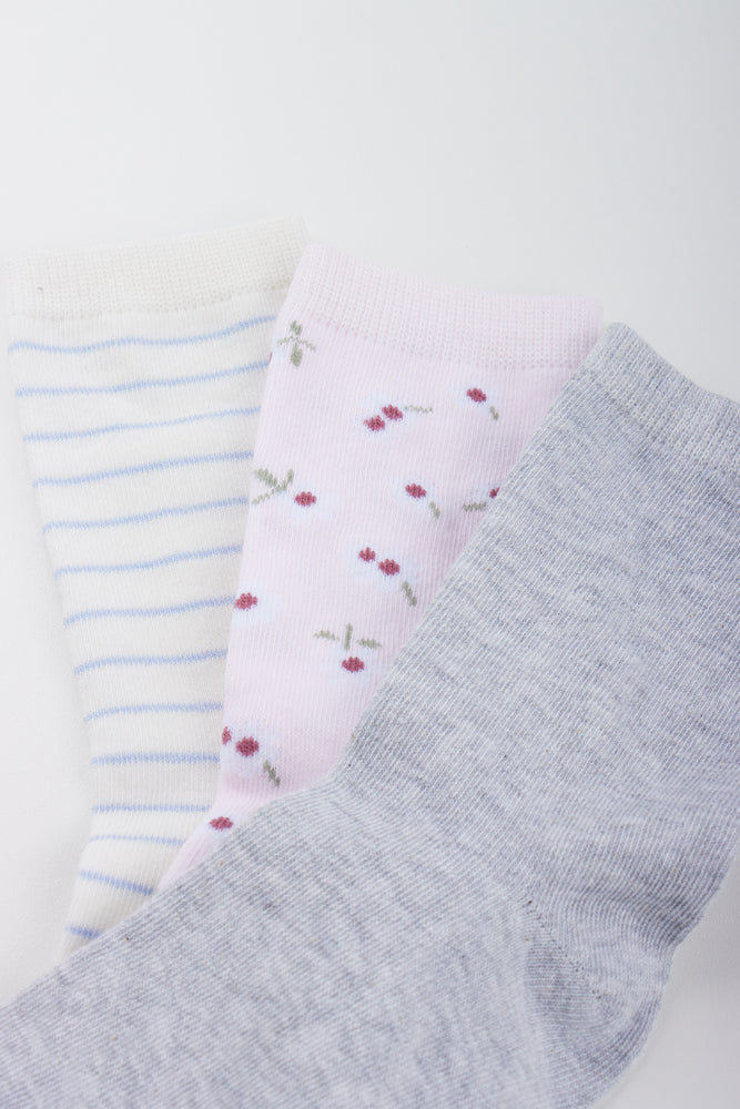 3 Pack Floral Crew Socks (1)