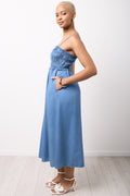 Ruched Chambray Midi Dress (1)