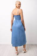 Ruched Chambray Midi Dress (2)