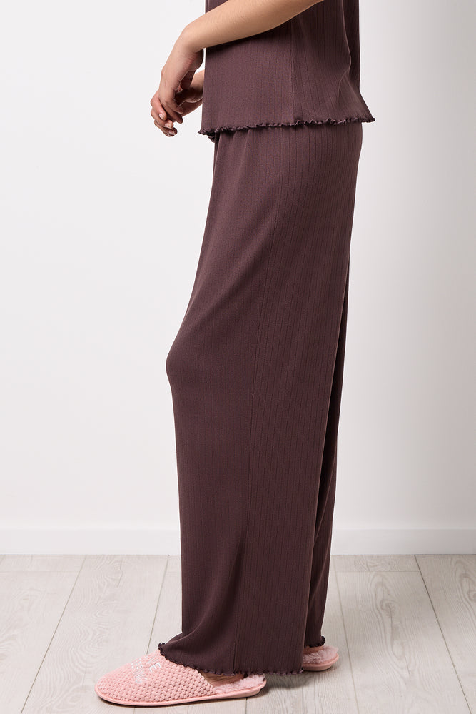 Chocolate Pointelle Knit Lounge Set (5)