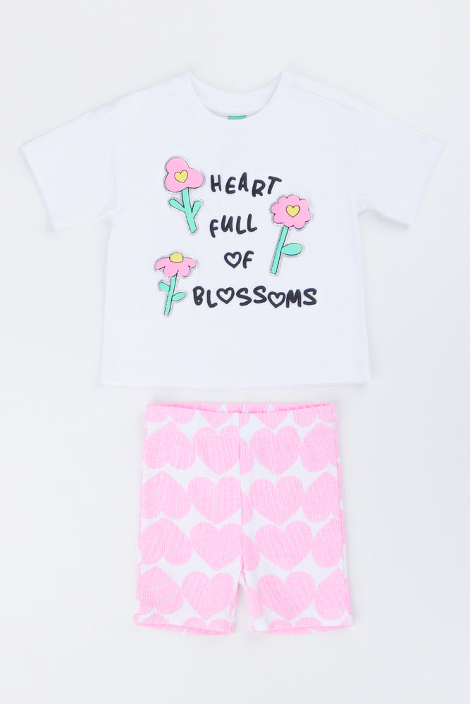 Pink & White Heart Print Cycle Set