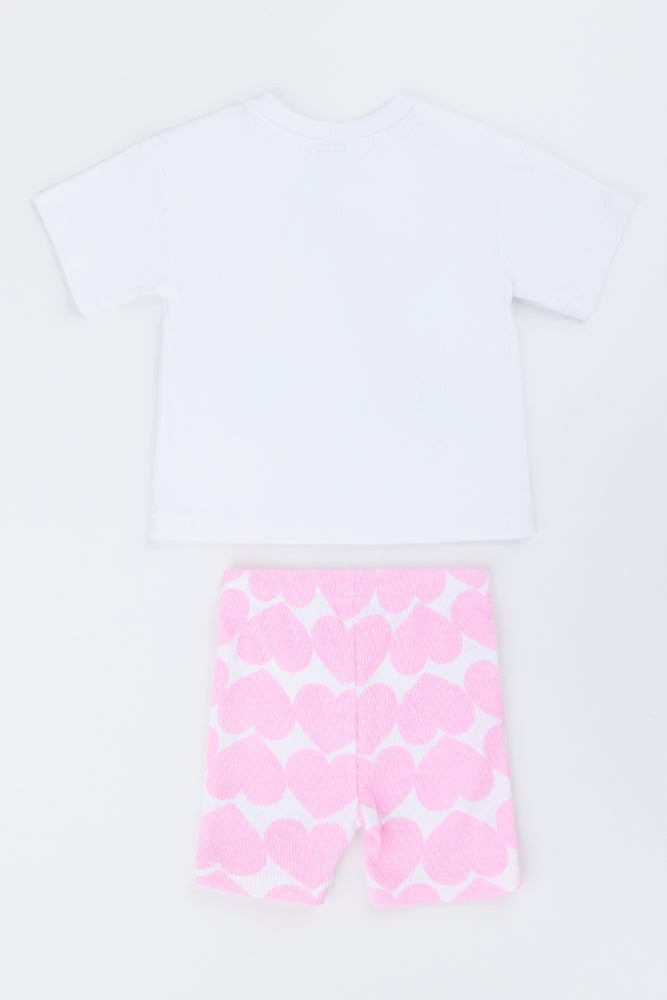 Pink & White Heart Print Cycle Set (2)