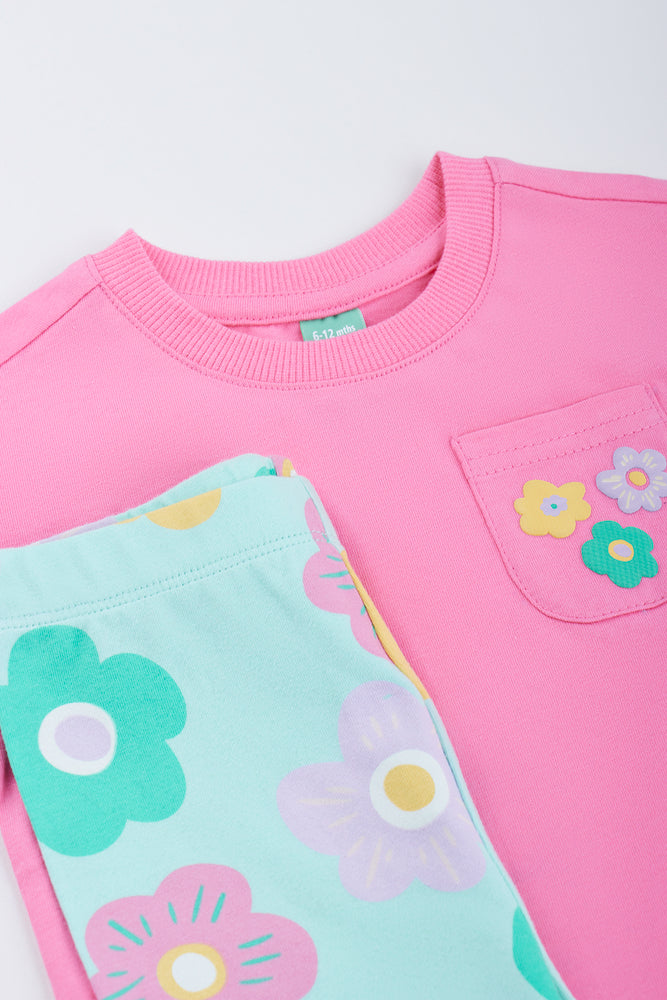 Floral T-Shirt & Cycle Short Set (1)