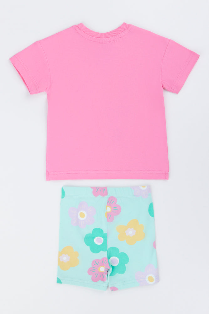 Floral T-Shirt & Cycle Short Set (2)