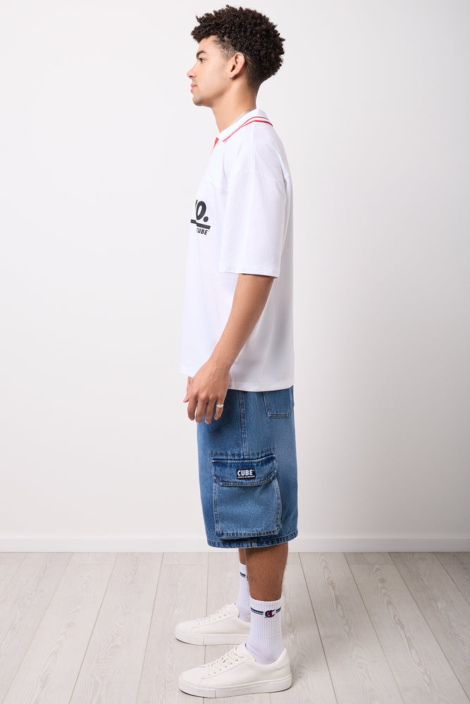 Textured White Graphic Soccer T-Shirt (1)