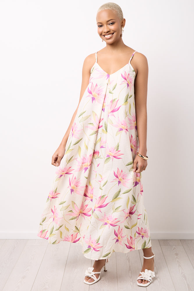 Floral Printed Maxi A-Line Dress