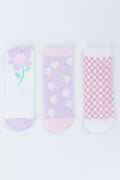 Floral and Check Pattern Socks